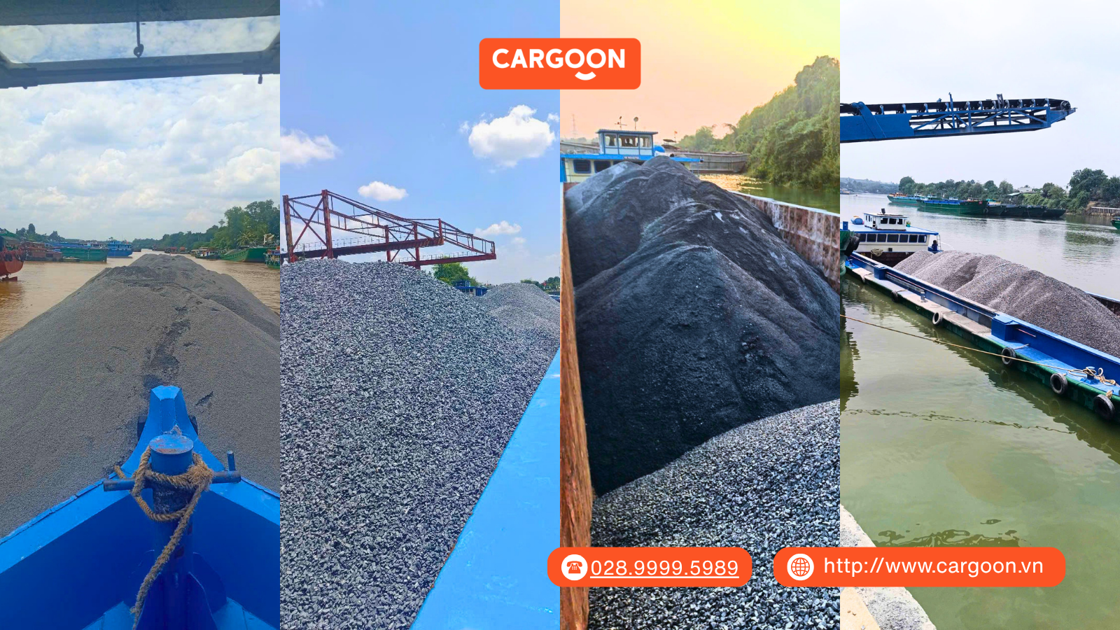 Hình ảnh sà lan Cargoon giao đá xây dựng trên sông Miền Tây